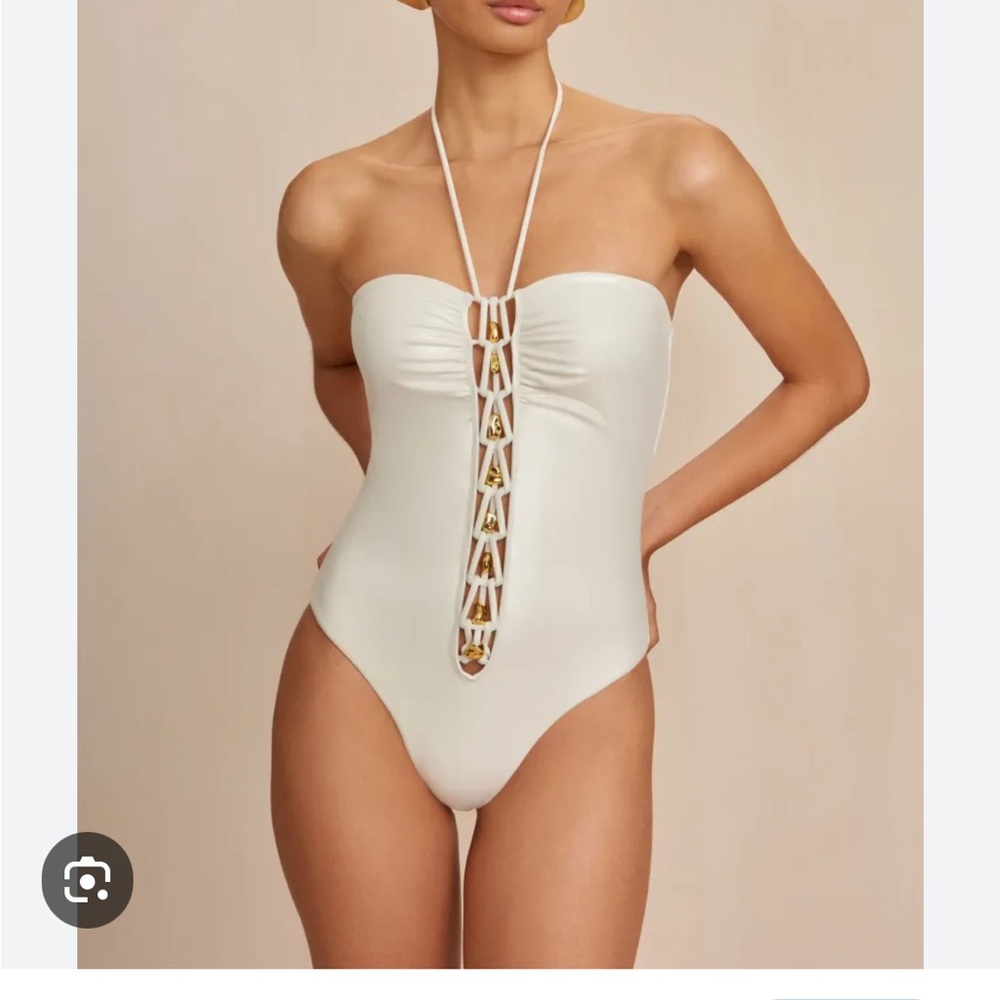 CULT GAIA ELORIE Elegant Cream One-Piece Swimsuit size M
